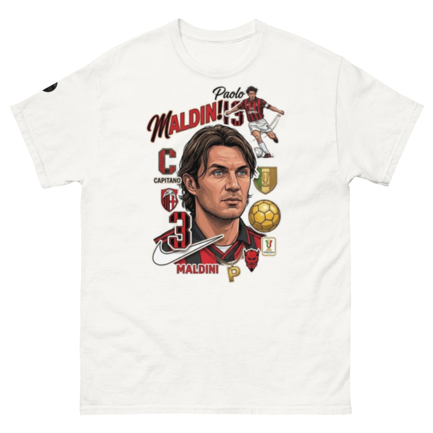 Il Capitano Elegante: Paolo Maldini Milan Retro Collage T-Shirt - OffsideIl Capitano Elegante: Paolo Maldini Milan Retro Collage T-ShirtT-SHIRT Offside OffsideWhite