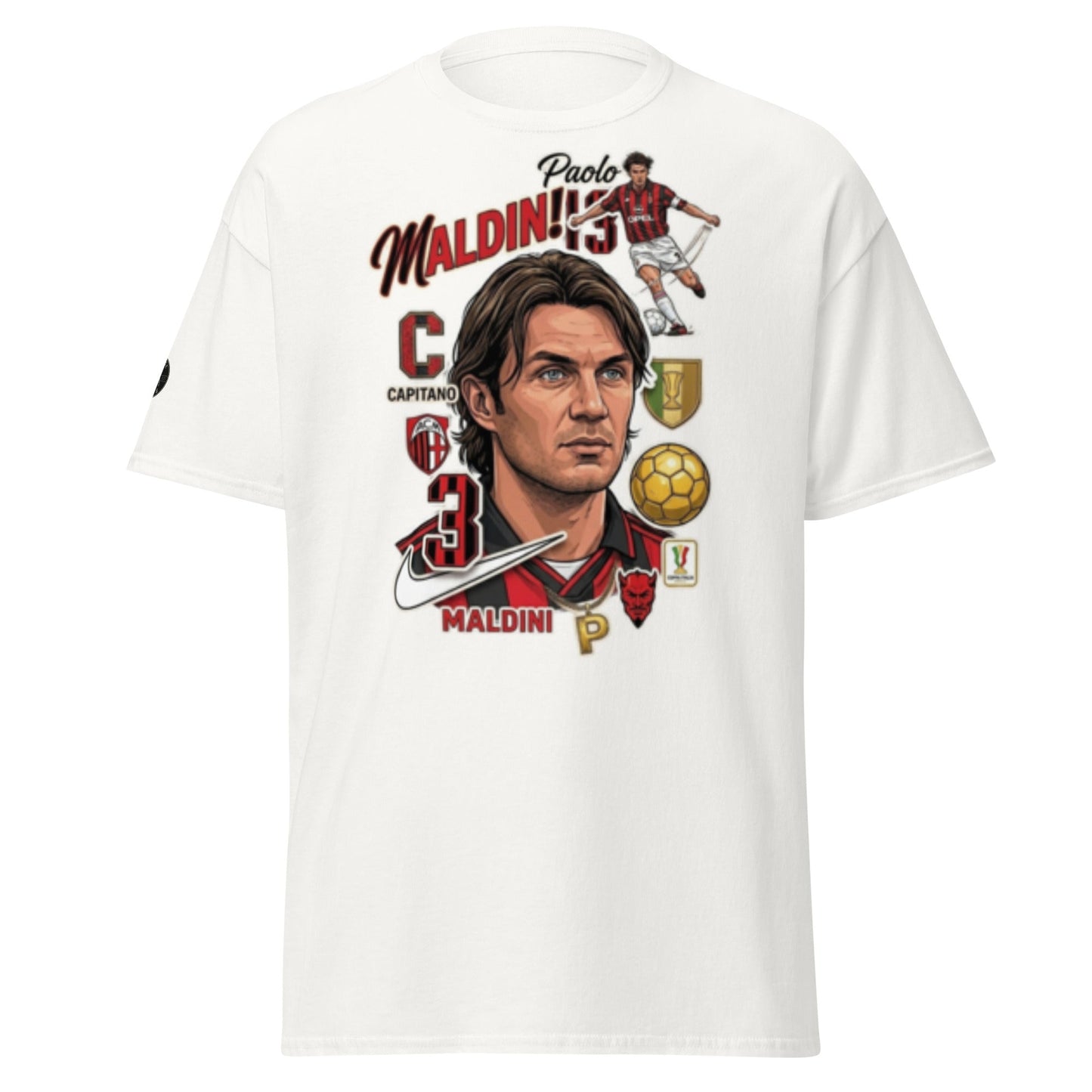 Il Capitano Elegante: Paolo Maldini Milan Retro Collage T-Shirt - OffsideIl Capitano Elegante: Paolo Maldini Milan Retro Collage T-ShirtT-SHIRT Offside OffsideWhite